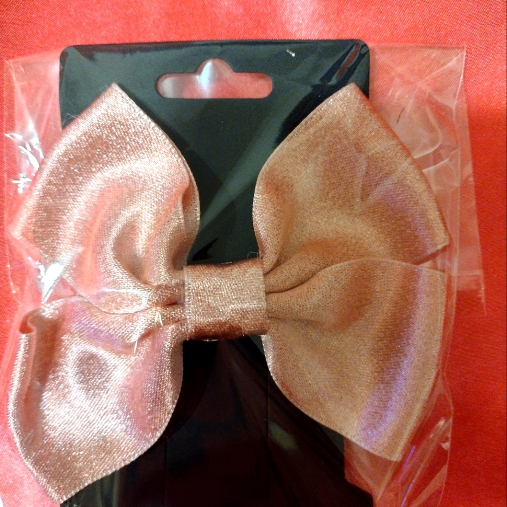 Cute light pink silky hair bow